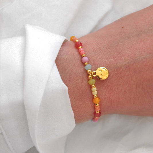Buntes Perlenarmband Smiley