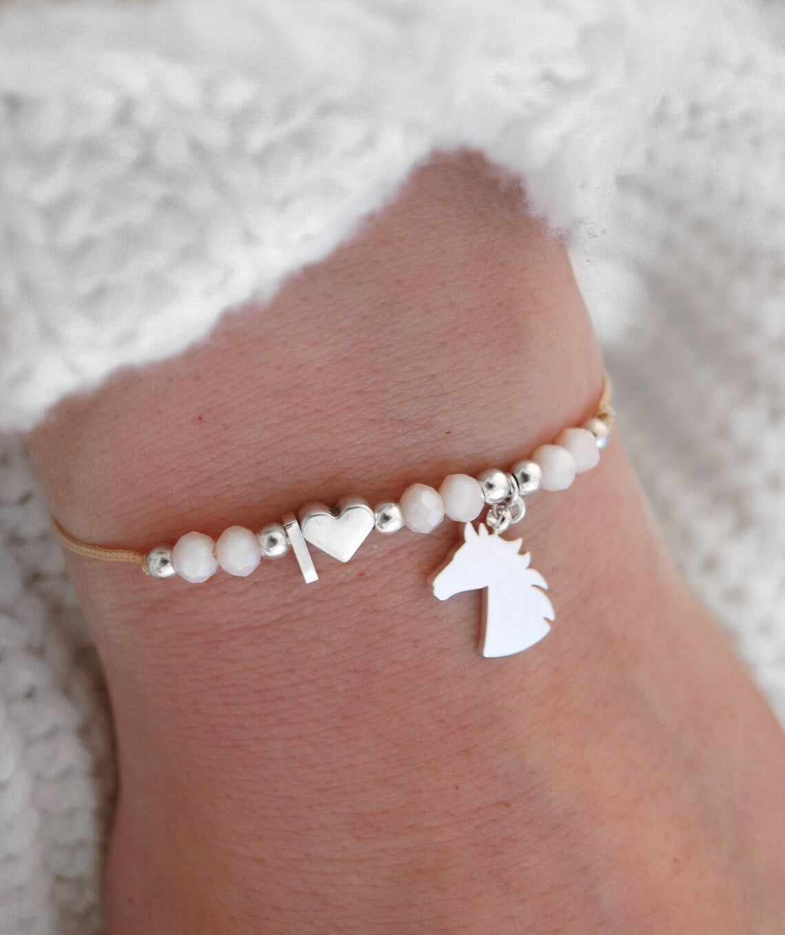 Personalisiertes Armband Pferd Silber