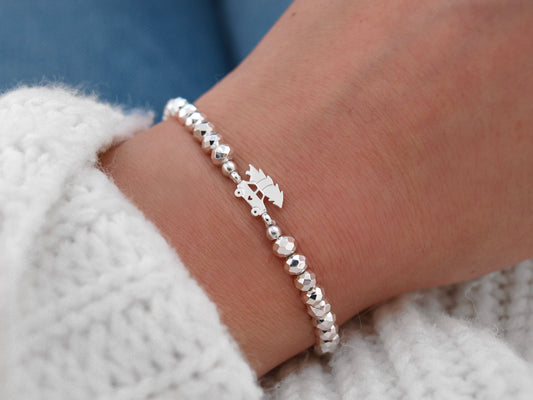 Perlenarmband Weihnachtsauto Silber