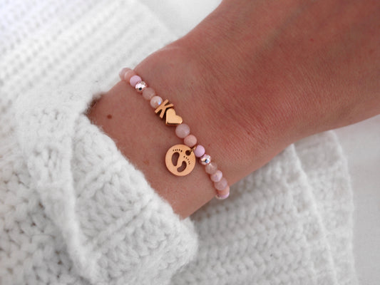 Personalisiertes Armband Babyfüße rosa
