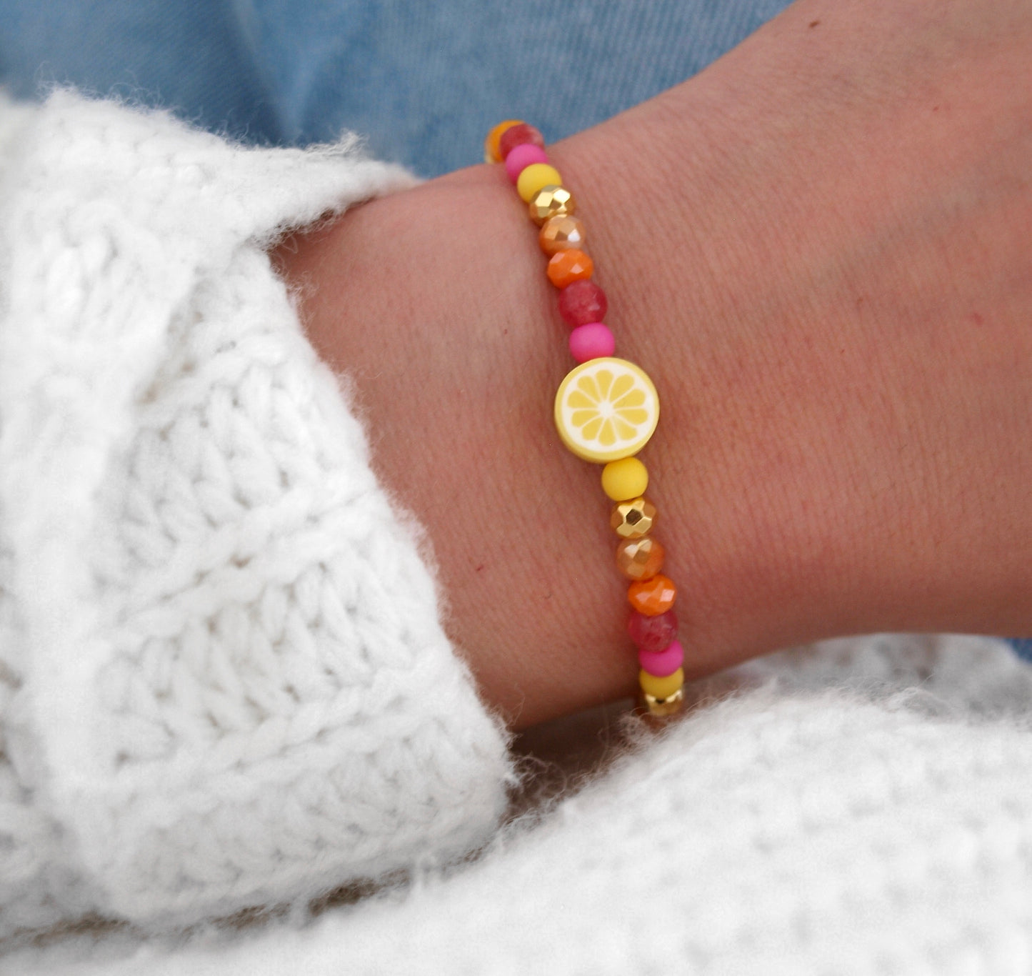 Perlenarmband Zitrone
