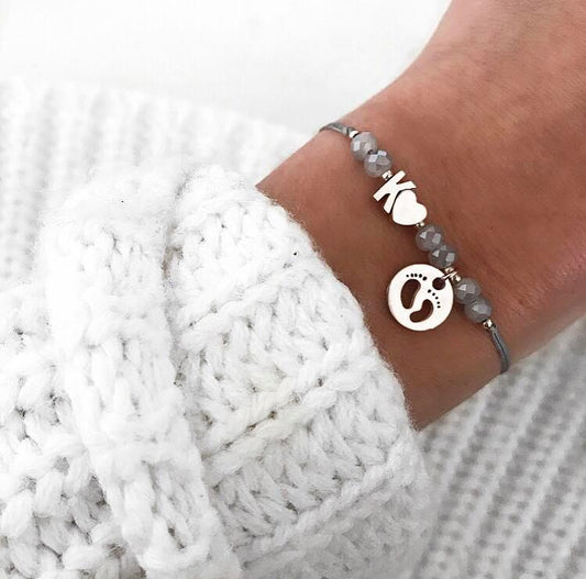 Personalisiertes Armband Babyfüße Silber