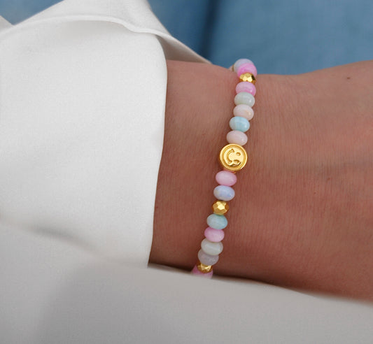 Perlenarmband Smiley Regenbogen