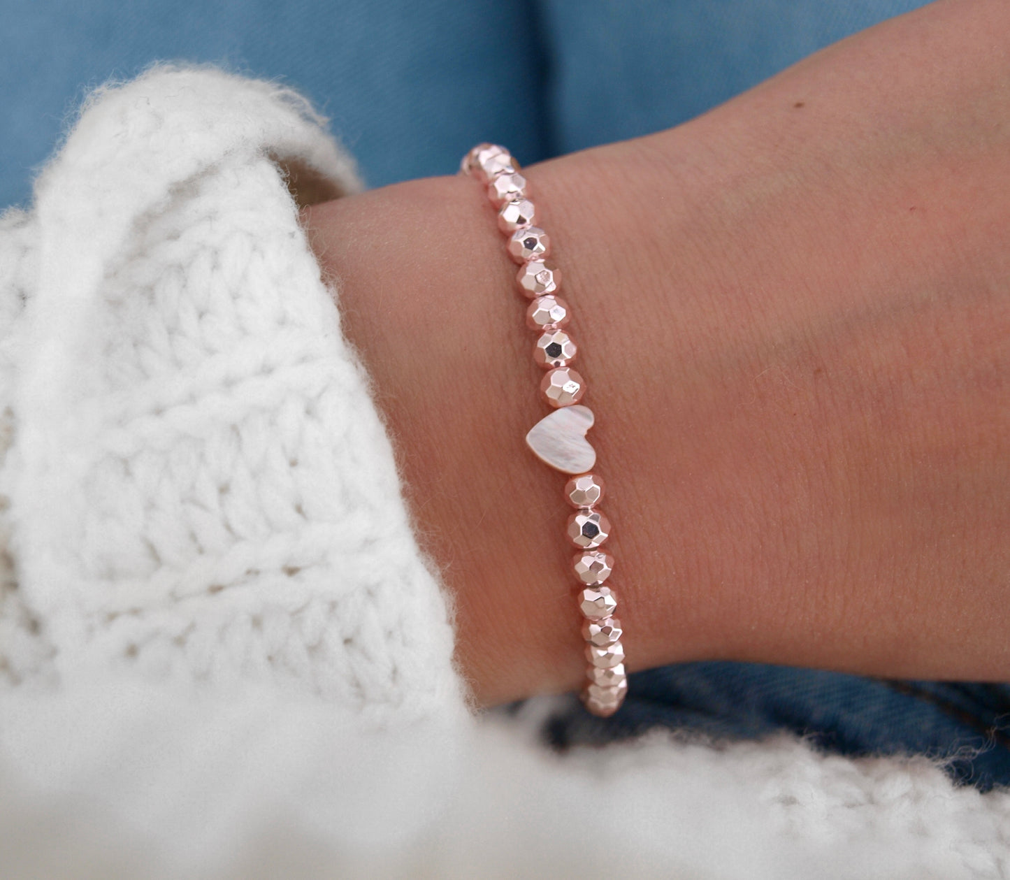 Perlenarmband Herz rosé