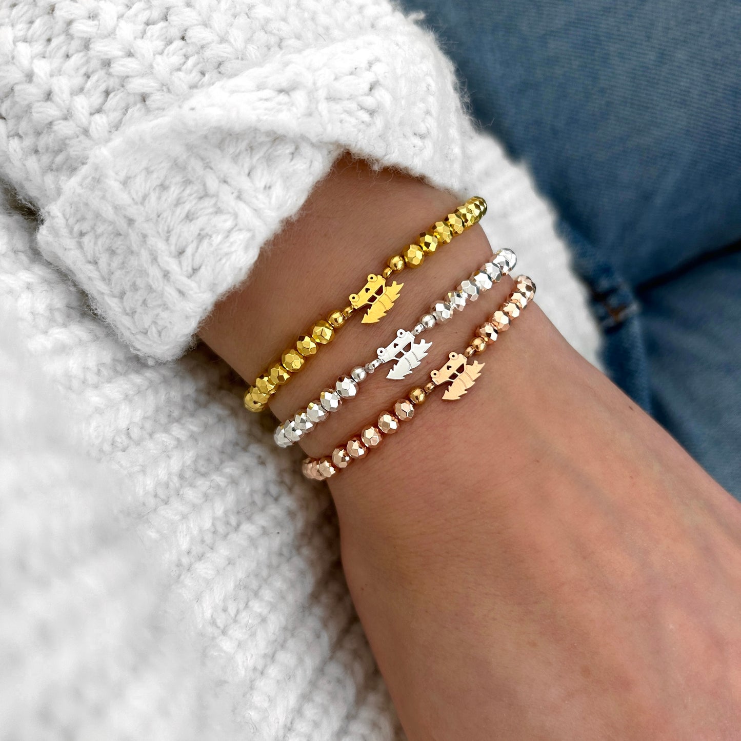 Perlenarmband Weihnachtsauto gold