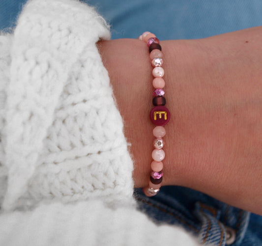 Personalisiertes Perlenarmband Bordeaux