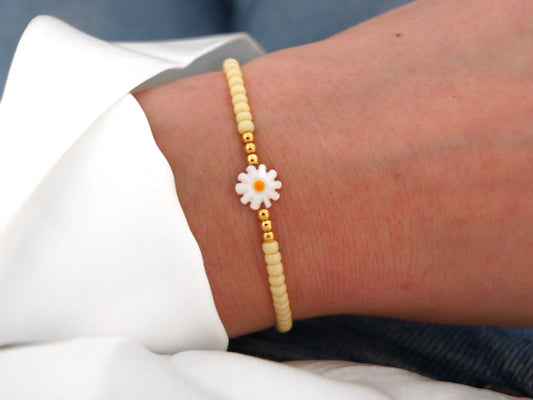 Perlenarmband Gänseblümchen Gelb