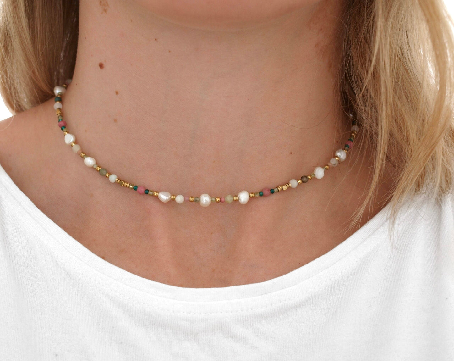 Perlenkette Naturstein Peridot