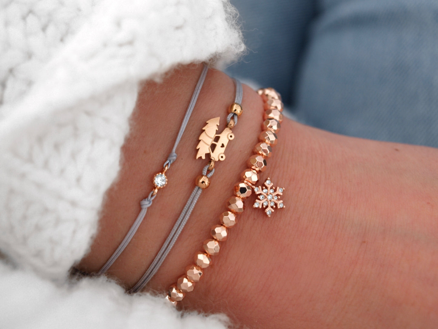 Perlenarmband Schneeflocke