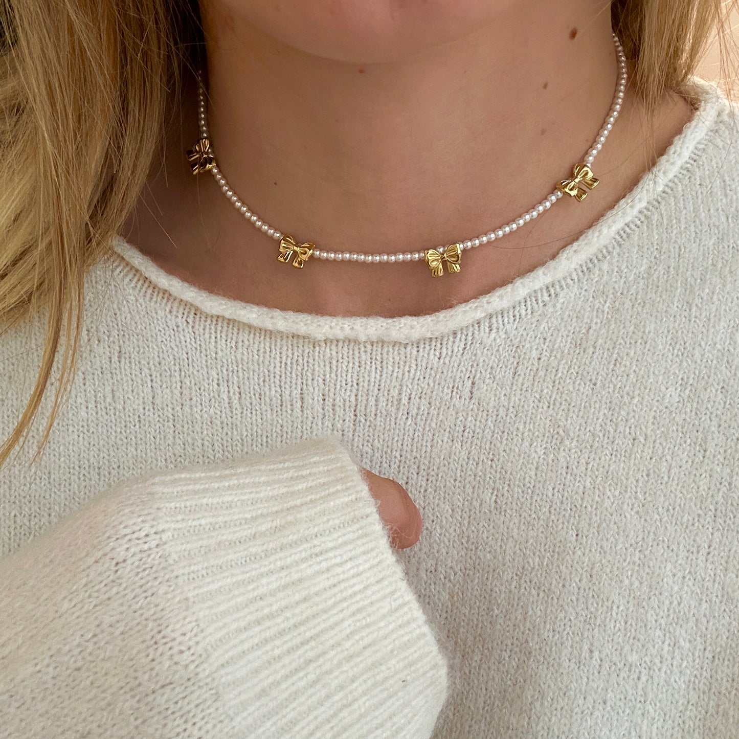 Perlenkette Schleifen Perlmutt