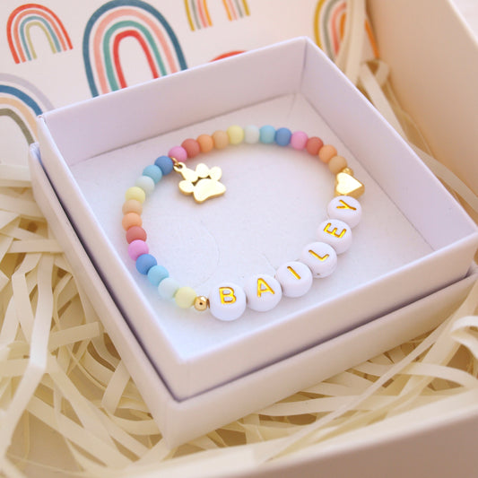 Regenbogenarmband Pfote