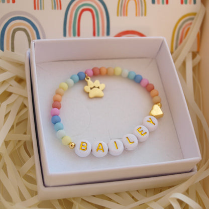 Regenbogenarmband Pfote