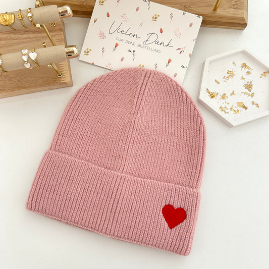 Mütze Herz Rosa